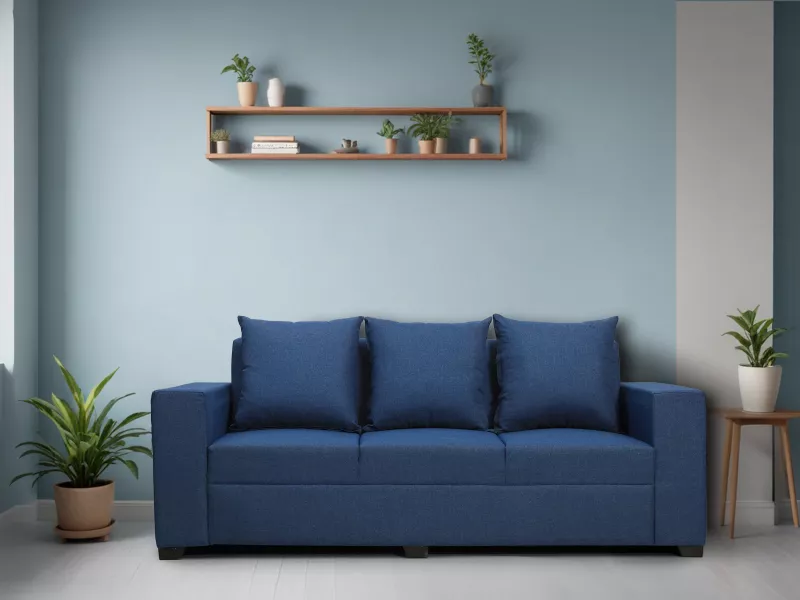 Hugo Upholstered 3 Seater Sofa in Blue Color